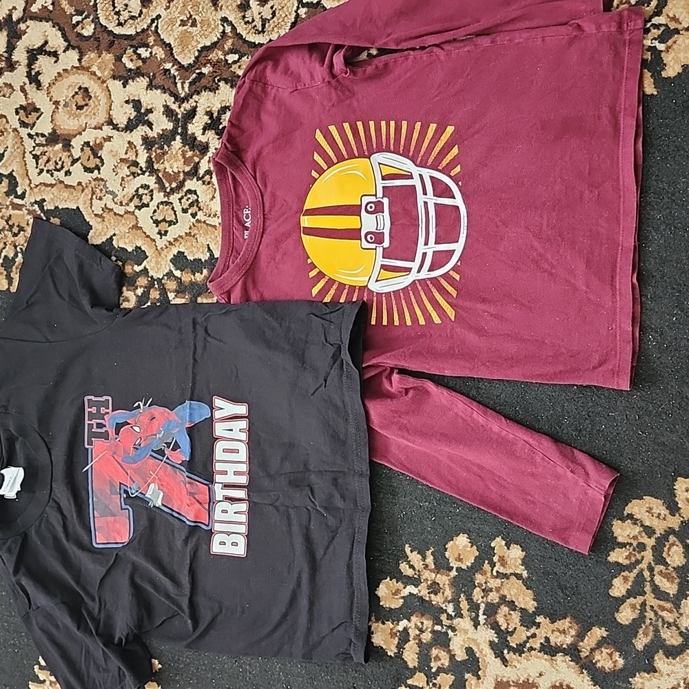 BUNDLE!BOY'S GRAPHIC TSHIRT! Spiderman 7th Bday Black & Place Long Sleeve Maroon
